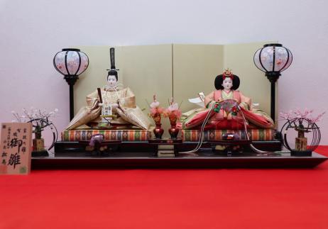 小出松寿作 京十番正絹金襴衣装着親王平台飾り-1